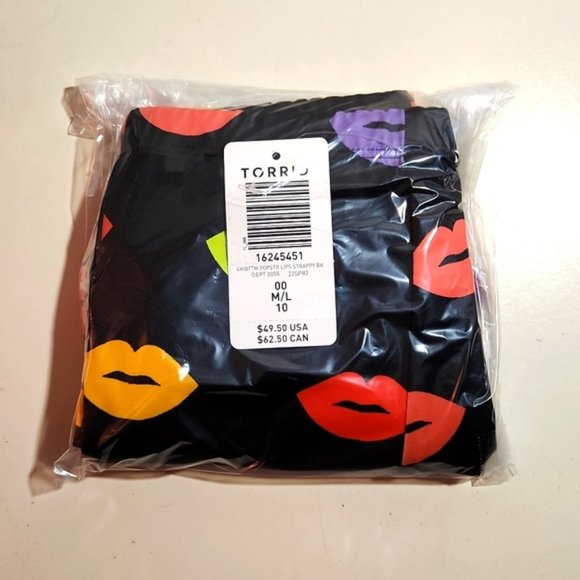 ❤️NWT VINTAGE TORRID SWIM BOTTOM HIGH WAIST STRAPPY LIPS KISS SWIM - PLUS SIZE - Picture 9 of 13